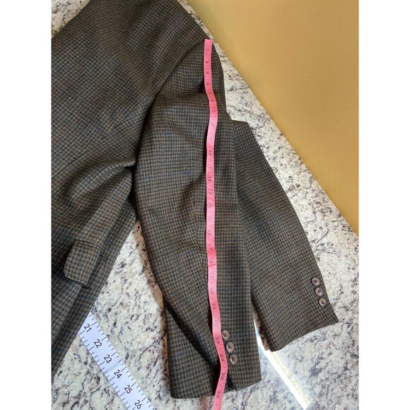 Austin Reed 48L Men’s Wool Blazer Brown Houndstooth Check Sport Coat Classic USA - Picture 9 of 10